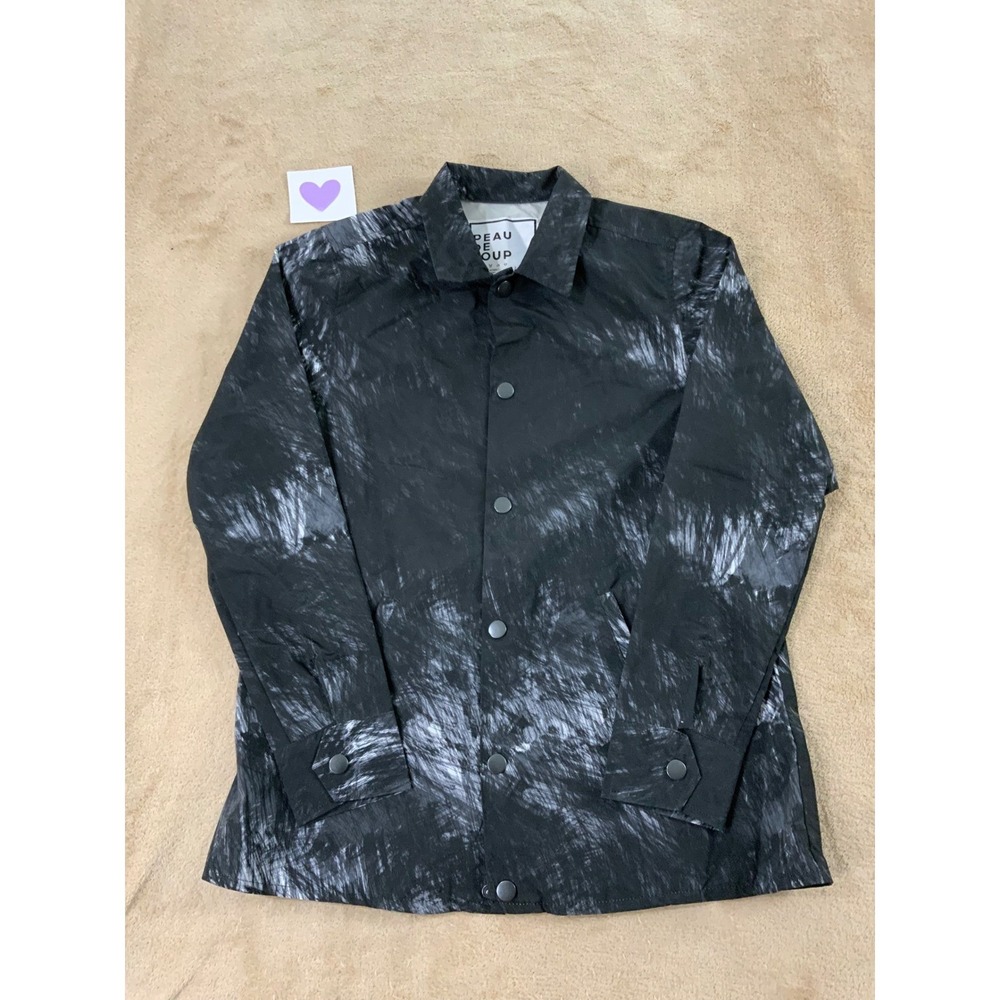 Peau De Loup Jacket Women Size 2 Black Paint Graphic Button Up long‎ sleeve EUC